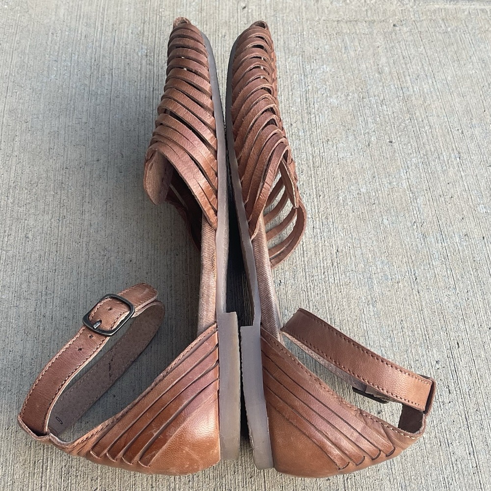 Seychelles Trinket Woven Leather Huarache Sandals Flat  Cognac Brown Size US 9 - Picture 5 of 7